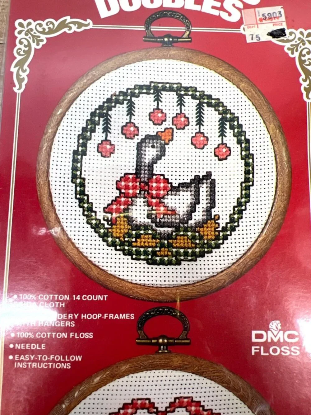 Vogart Crafts Christmas Doubles Cross-Stitch Kit With Goose Designs & DMC Floss